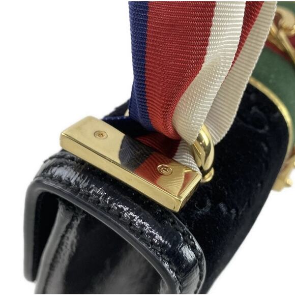 ❌sold❌ Auth GUCCI Sylvie Black Gold Multi Velour Hardware - Shoulder Bag - Picture 14 of 16